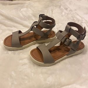 Soda white sole angle strap sand sandals